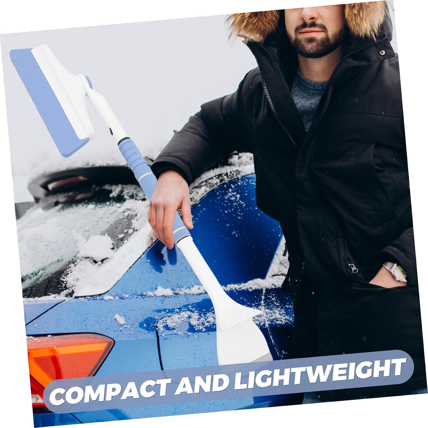 Telescoping Snow Brush and Ice Scraper Tool for Windshield Rotating Snow Removal Brush for Suvs and Trucks Multi-Functional Window Squeegee Detachable