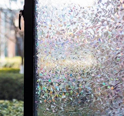 Miniatura 2 de RockRose Película de privacidad para ventana, diseño de arco iris, adhesivo 3D, vinilo decorativo para ventana, adhesivos estáticos, adhesivos no