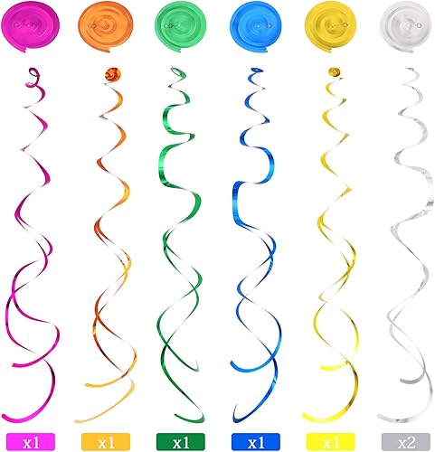 Miniatura 5 de Clabby 30 piezas de remolinos colgantes de peces tropicales bajo el mar, decoración de techo, criaturas de sirena con temática oceánica, suministros