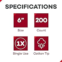 Vista 2 de Dealmed Aplicadores de madera con punta de algodón de 6 pulgadas, 200 aplicadores estériles con punta de algodón para aplicación de medicamentos