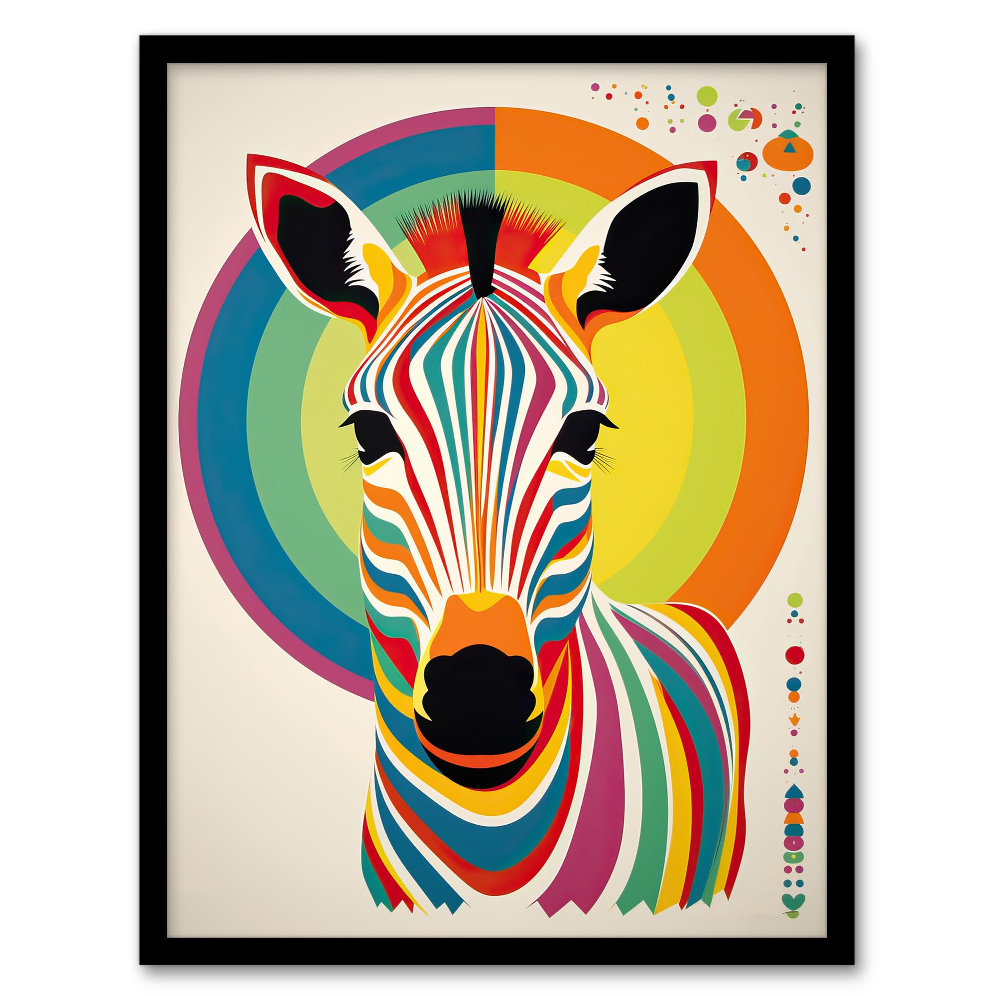 Artery8 Bauhaus Zebra Rainbow Funky Modern Living Room Artwork Framed Wall Art Print 18X24 Inch