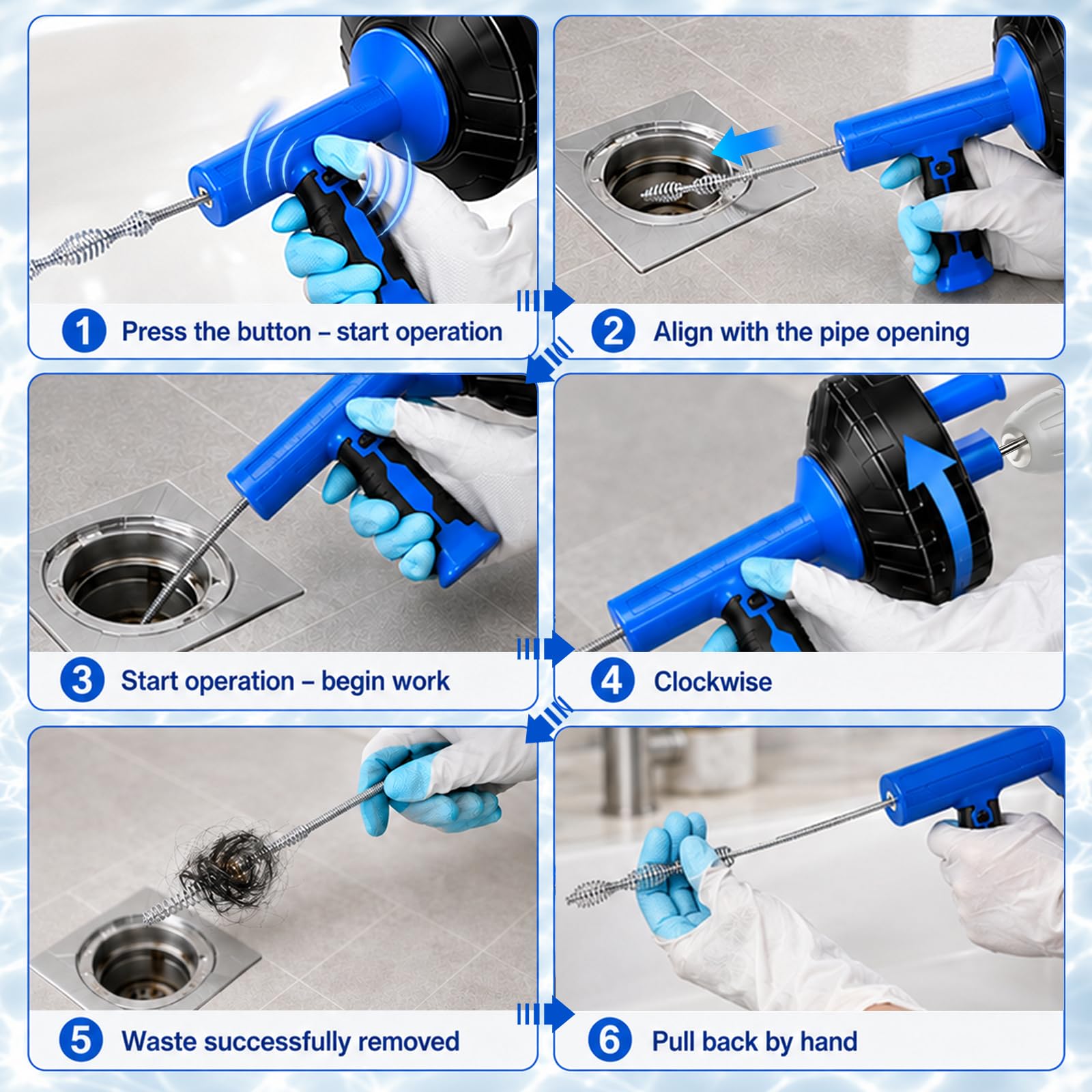 Espiral de limpieza de tuberías de 14 m con accesorio de perforación, espiral de desagüe, limpiador de tuberías para cocina y baño, muelle electrochapado resistente, limpiador de desagües