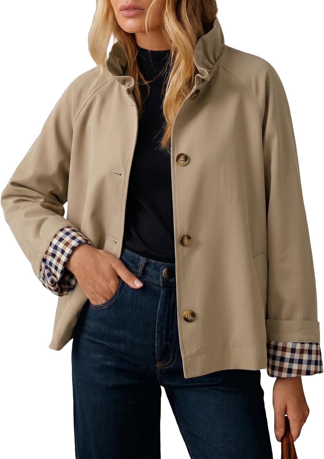 Dokotoo Womens Trench Coat Lightweight Single Breasted Jacket Outerwear