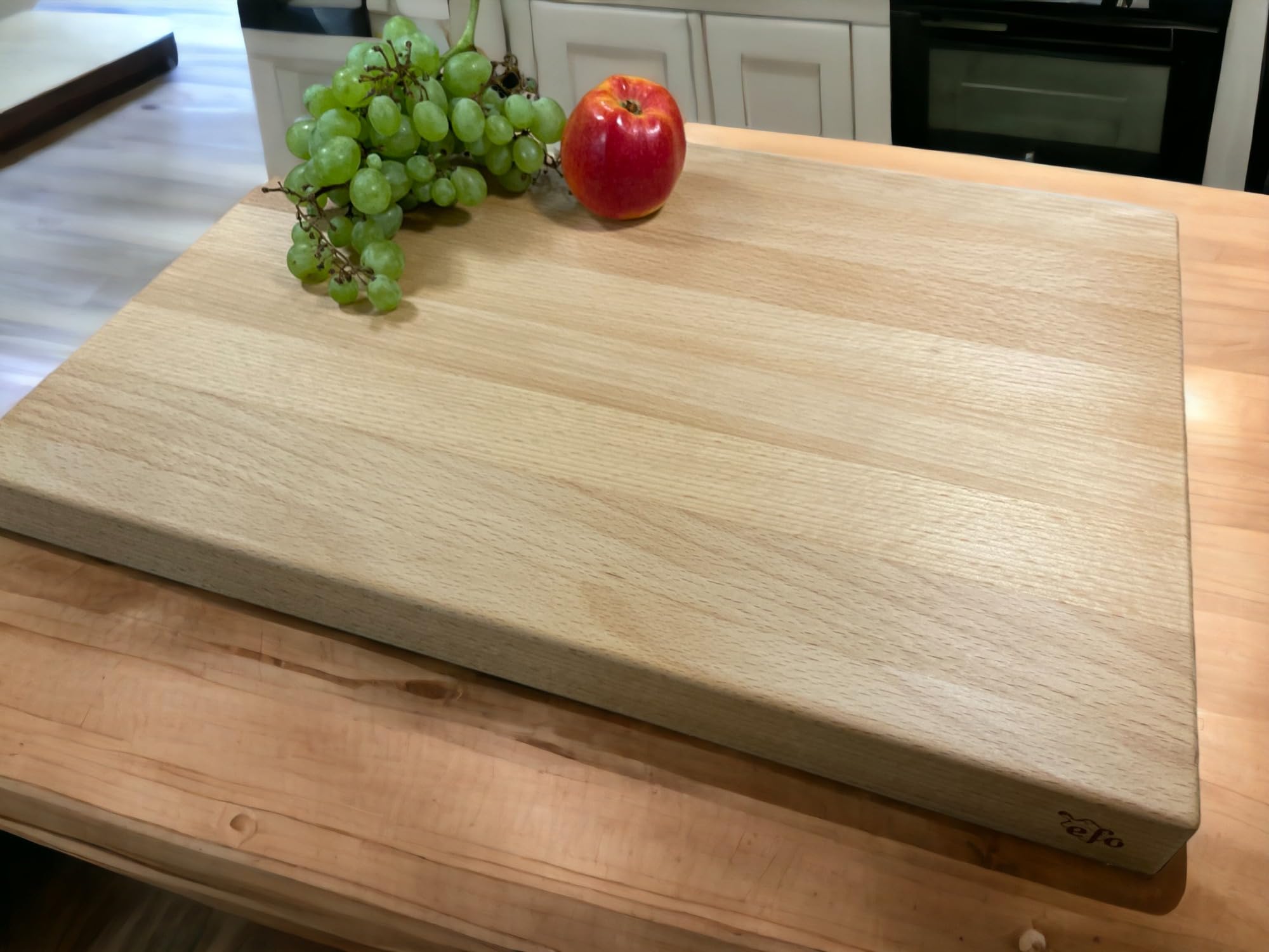 efo Bloque de Cortar Grande de Madera, Tabla Resistente para Servir y Tallar, Ideal para Pan, Carne, Pescado y Verduras, 50 x 35 x 4 cm