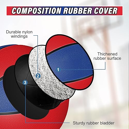 Miniatura 4 de Wettarn 12 mini pelotas de baloncesto para niños, tamaño 3, de goma colorida a granel con bomba para mini aro, práctica en interiores y exteriores