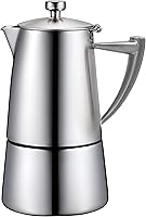 Vista 1 de CUISINOX Roma - Máquina de café expreso de acero inoxidable satinado para estufa, 4 tazas (6 onzas)