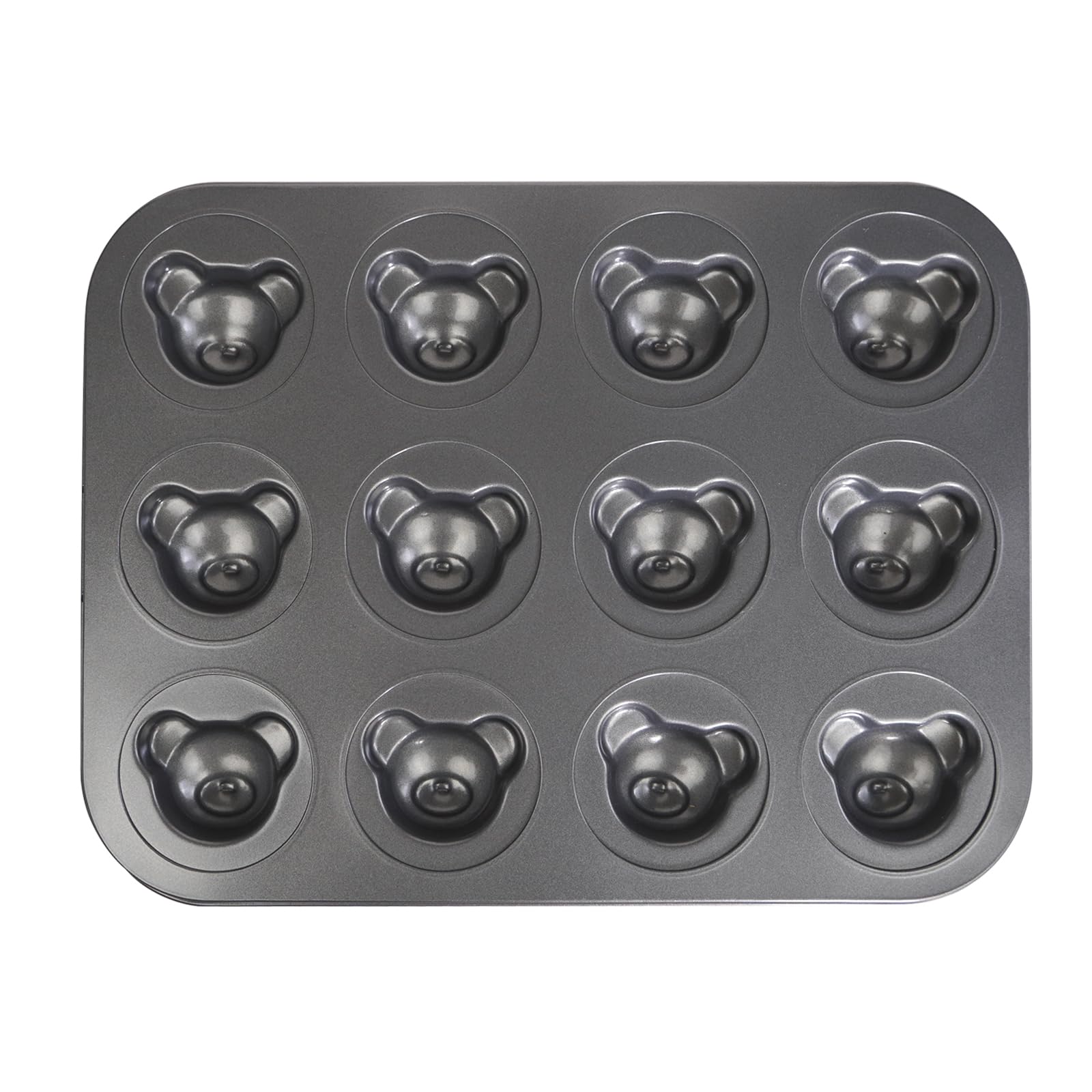 Moldes para magdalenas con forma de oso, 12 cavidades antiadherentes, molde para magdalenas, mini magdalenas para decoración comestible de tartas, decoración de fiesta de cumpleaños