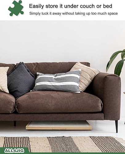 Vista 51 de ALL4JIG - Tablero giratorio para rompecabezas de 2000 piezas, bandeja giratoria de madera de 29.6 x 41.3 pulgadas, 6 cajones y cubierta, mesa para 6