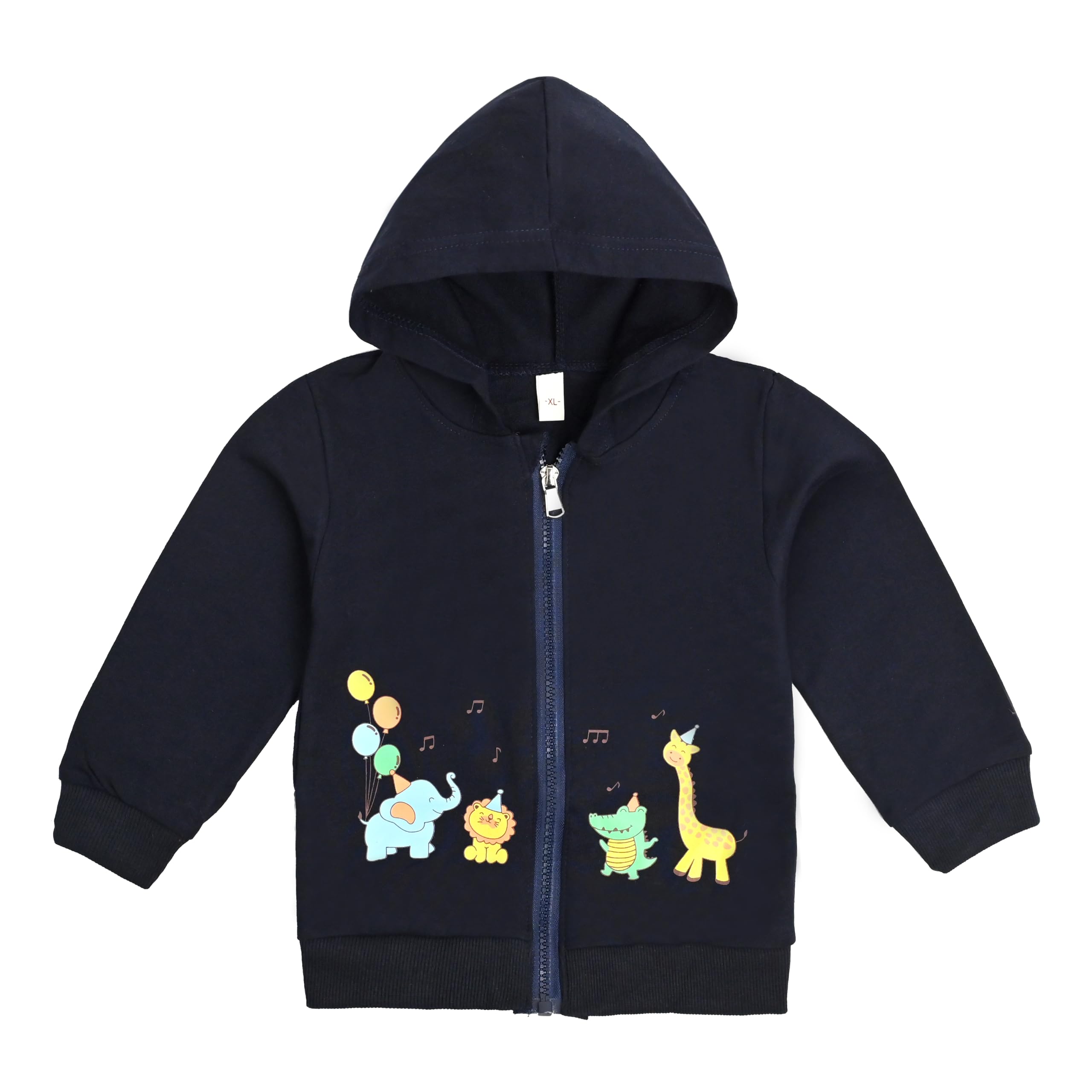 bold n elegant Cute Jungle Animal Party Print Pre-Winter Cotton Front Open Zipper Sweatshirt Hoodie for Infant Toddler Baby Boys & Girls-picture-21