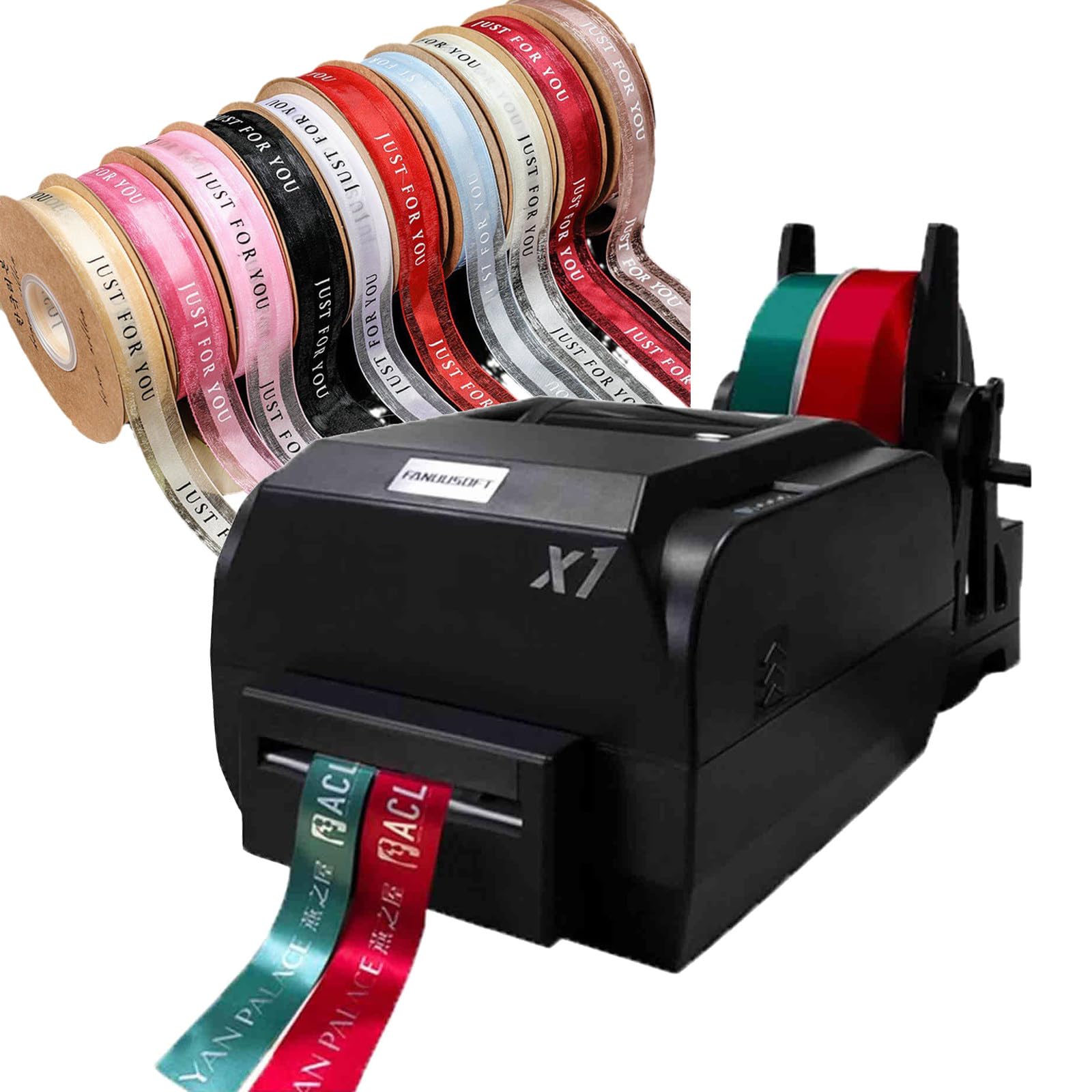 ZIXIAOS Satin Ribbon Printing Machine Digital Ribbon Printer, Label Printer Foil Stamping Printing Machine for Gift Wrapping, Supports 50+ Languages for Christmas Party,doublerow