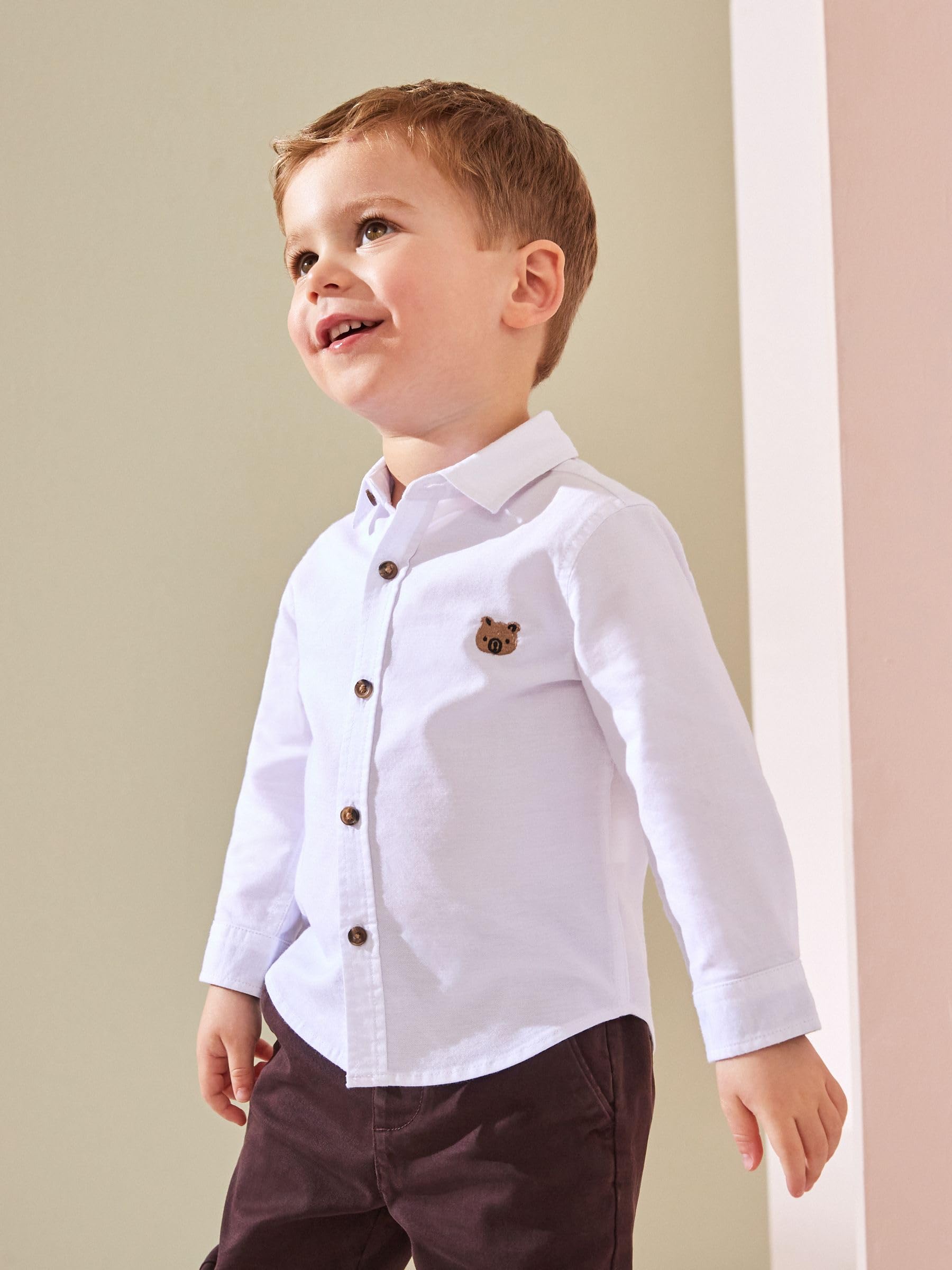 NEXT Garçon Chemise Oxford à Manches Longues White Character 18 Mois-24 Mois