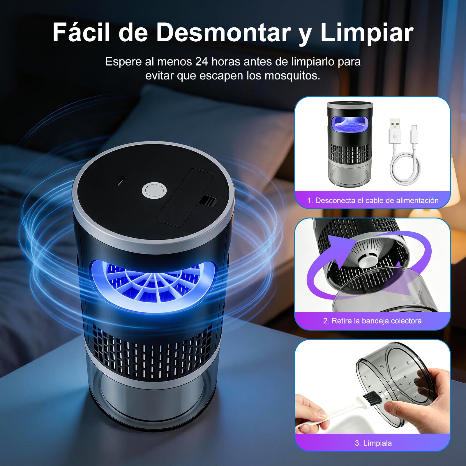 Lámpara Antimosquitos, Mata Mosquitos, Anti Mosquitos Control de Plagas, Interior Exterior lampara Antimosquitos para Dormitorio, Cocina, Salón, Jardín y Camping
