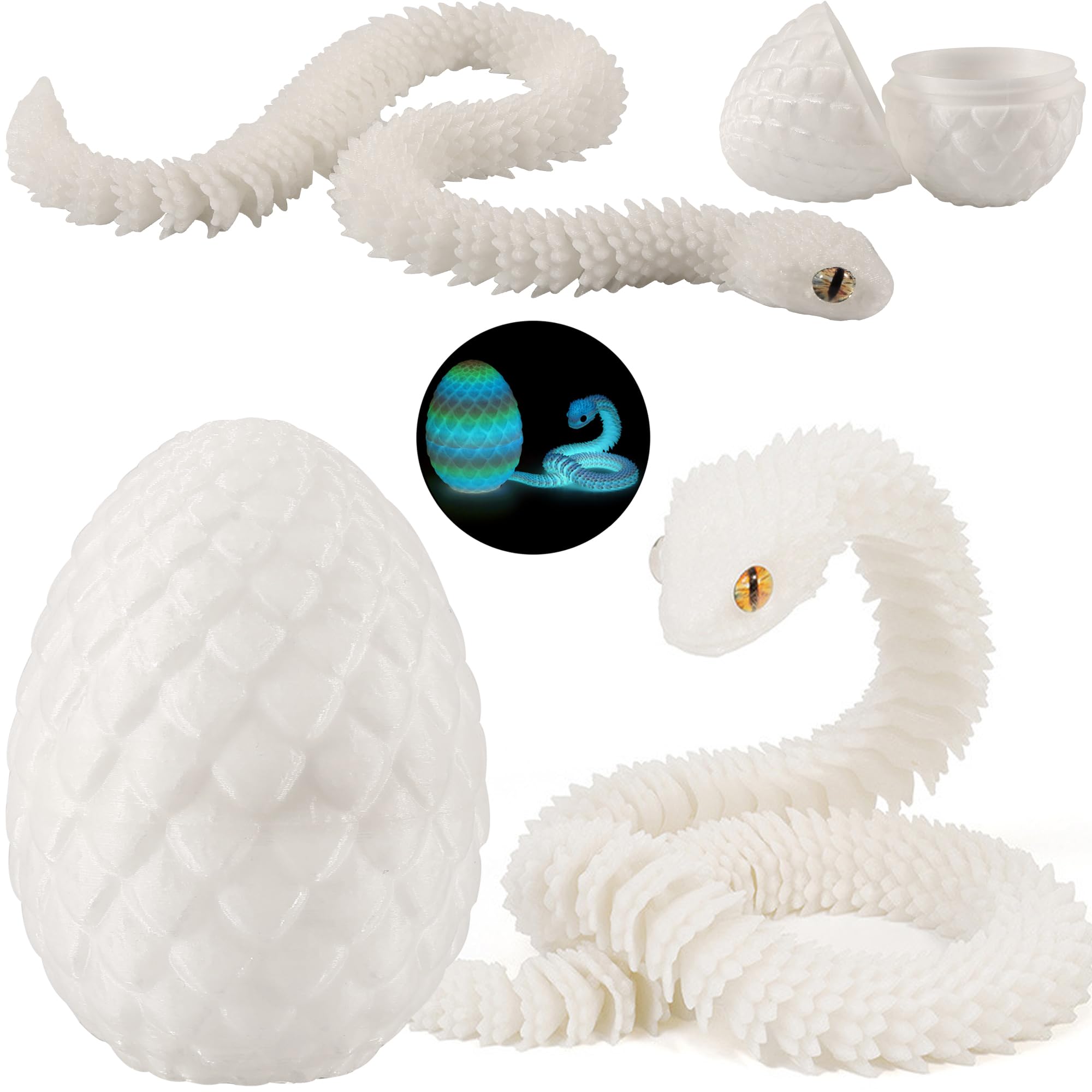 Joycabin 3D-bedrukte slang, speelgoed, Pasen, 3D-bedrukt draakei, slangeneieren, cobra, 3D-bedrukte dieren, speelgoed voor kinderen, cadeau, bureau, wooncultuur (blauw paars
