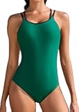Women's One Piece Swimsuits Athletic Double Straps Slimming Bathing Suit Sports Swimwear