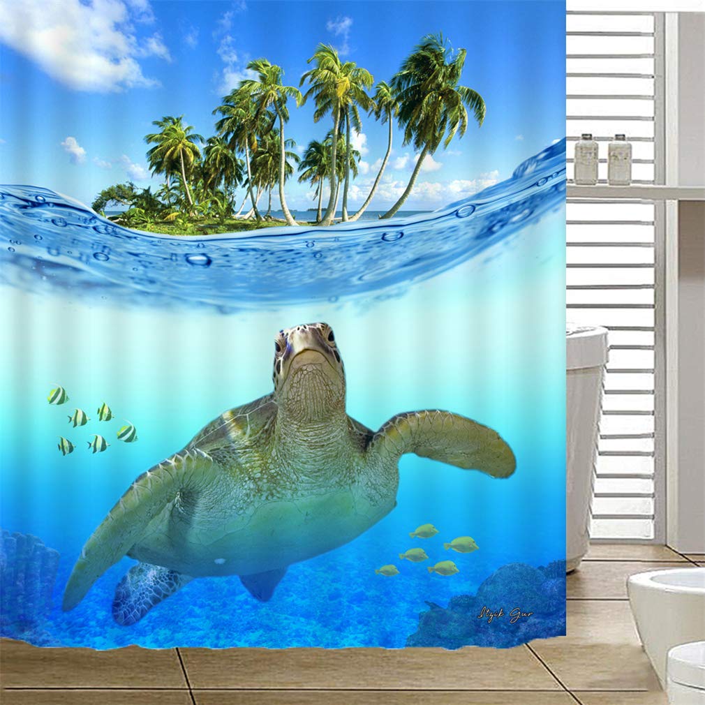 X-Labor strand motief douchegordijn waterdichte stof anti-schimmel incl. 12 douchegordijnringen wasbaar badkuipgordijn 240x200cm 240 * 200cm (B*H) Muster-a
