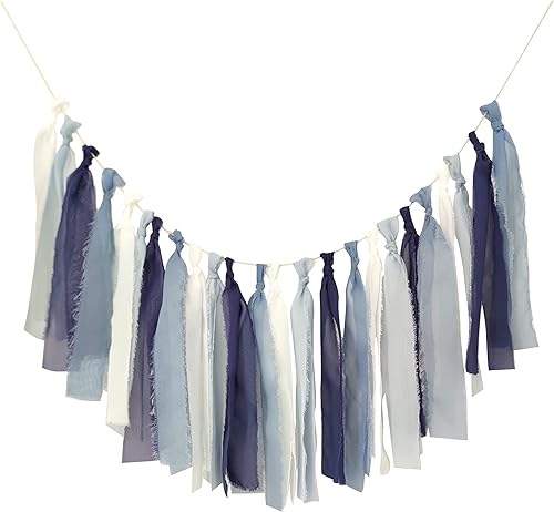 Miniatura 9 de Guirnalda de borlas de gasa para decoración del hogar, boda, fiesta de cumpleaños (marfil + verde limón + campamento)