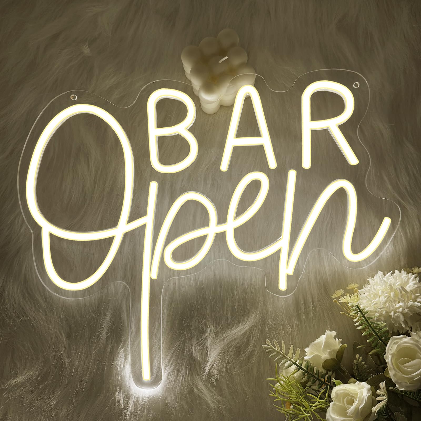 Insegna al Neon "BAR Open" con LED Caldo USB Regolabile per Bar, Neon da Parete Ultra Luminoso per Bar, Pub, Negozi, Caffè, Bar, Hotel, Decorazione per Feste