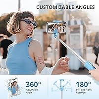 Vista 5 de ATUMTEK Trípode selfie stick de 55 pulgadas, trípode extensible todo en uno para teléfono con control remoto Bluetooth recargable para iPhone y más