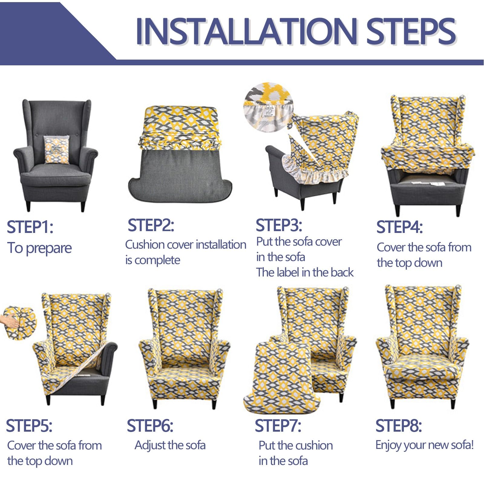 Coprisedia Elasticizzato Con Schienale Alto – Copripoltrona Wingback Antiscivolo, Lavabile, Colore 11