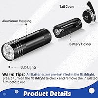 Vista 2 de 30 mini linterna con cordón, 90 pilas AAA, linternas pequeñas de aluminio, 9 linternas de bolsillo LED, linternas de mano brillantes a