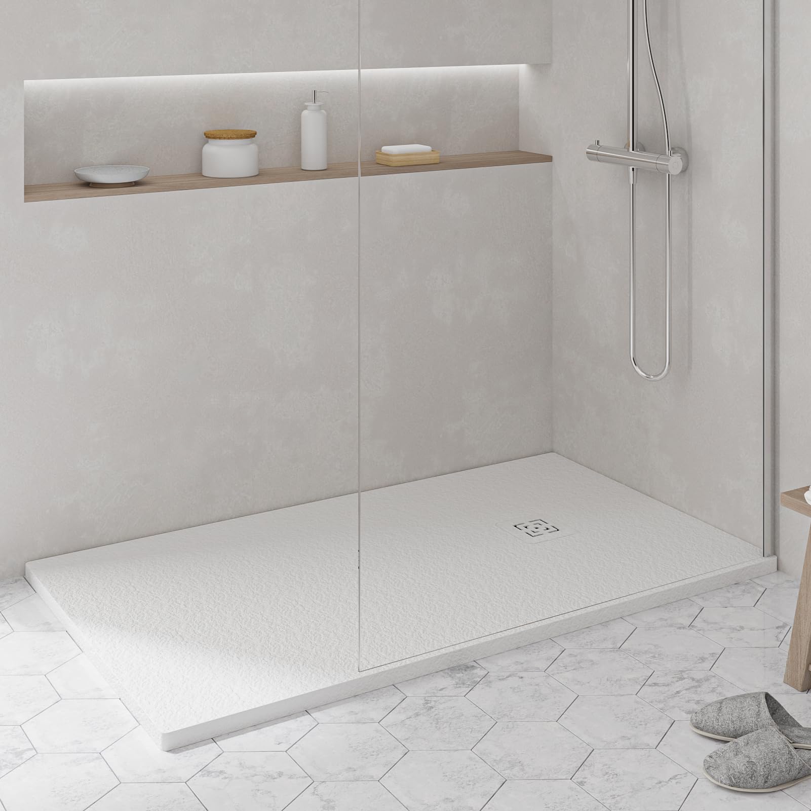 KOES - Receveur de douche en résine modèle NILO – 80x160 – Blanc RAL 9003