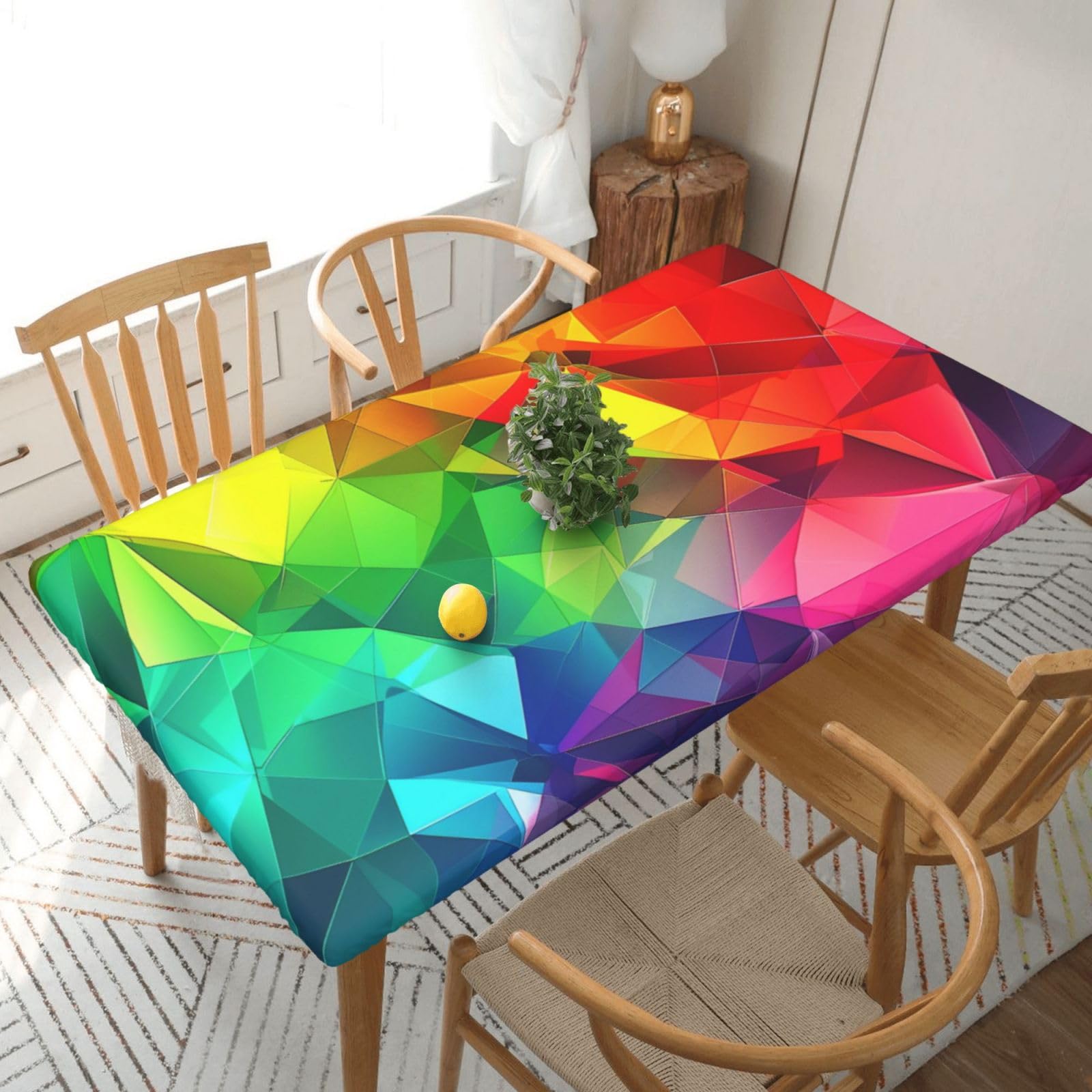 Nappe rectangulaire de cuisine facile à nettoyer au motif arc-en-ciel