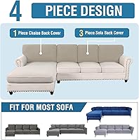 Vista 531 de H.VERSAILTEX 2025 New Sectional Couch Covers 8 Pieces Stretch Sofa Covers for Sectional Sofa Set Separate L Shaped Couch Cover for Both Left/Right