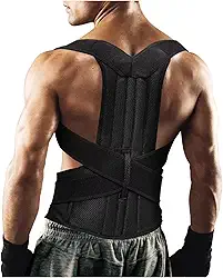 Colete Corretor Postural Ajustável, Suporte para Coluna e Ombros, Alívio de Dor nas Costas, Preto