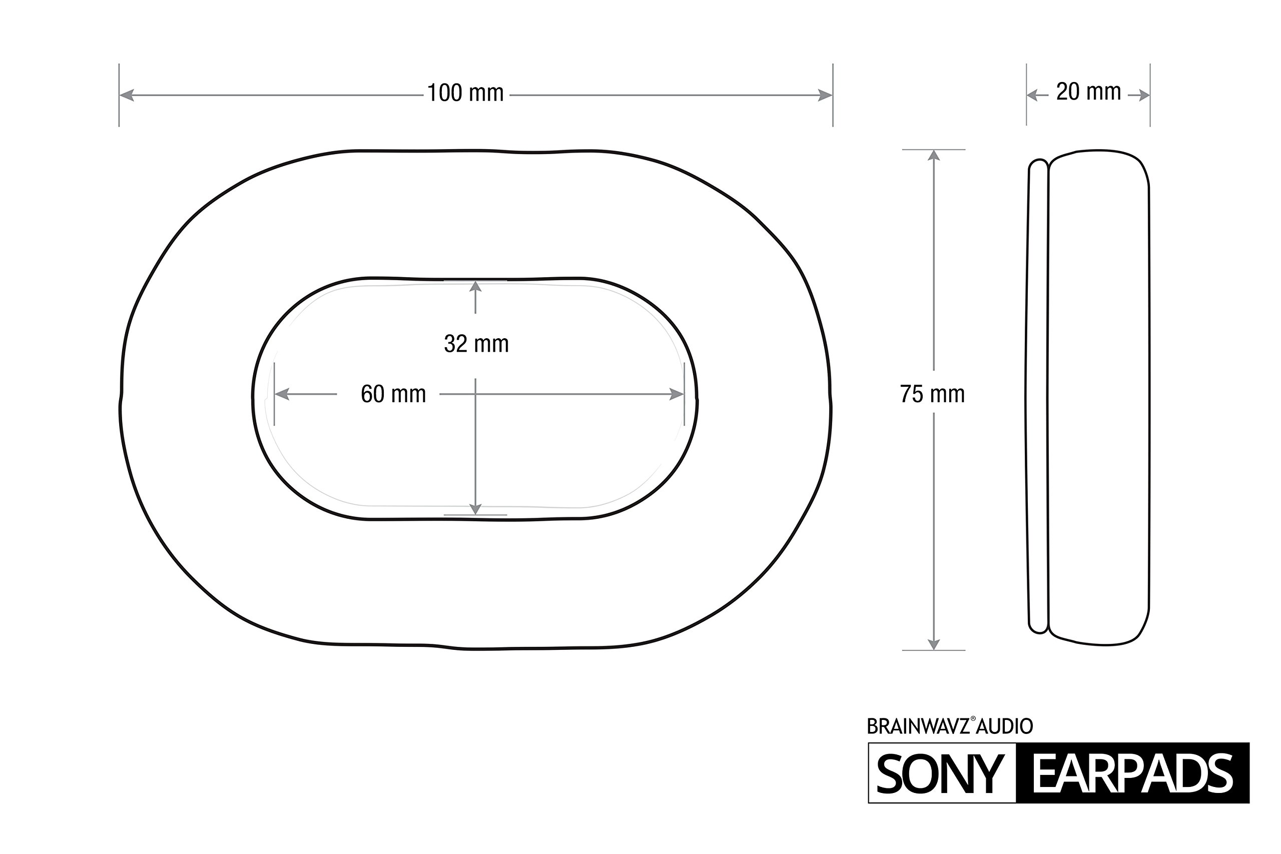 Brainwavz - Almohadillas para Auriculares Sony MDR 7506 – V6 – CD900ST con Almohadillas de Espuma viscoelástica y adecuadas para Otros Auriculares