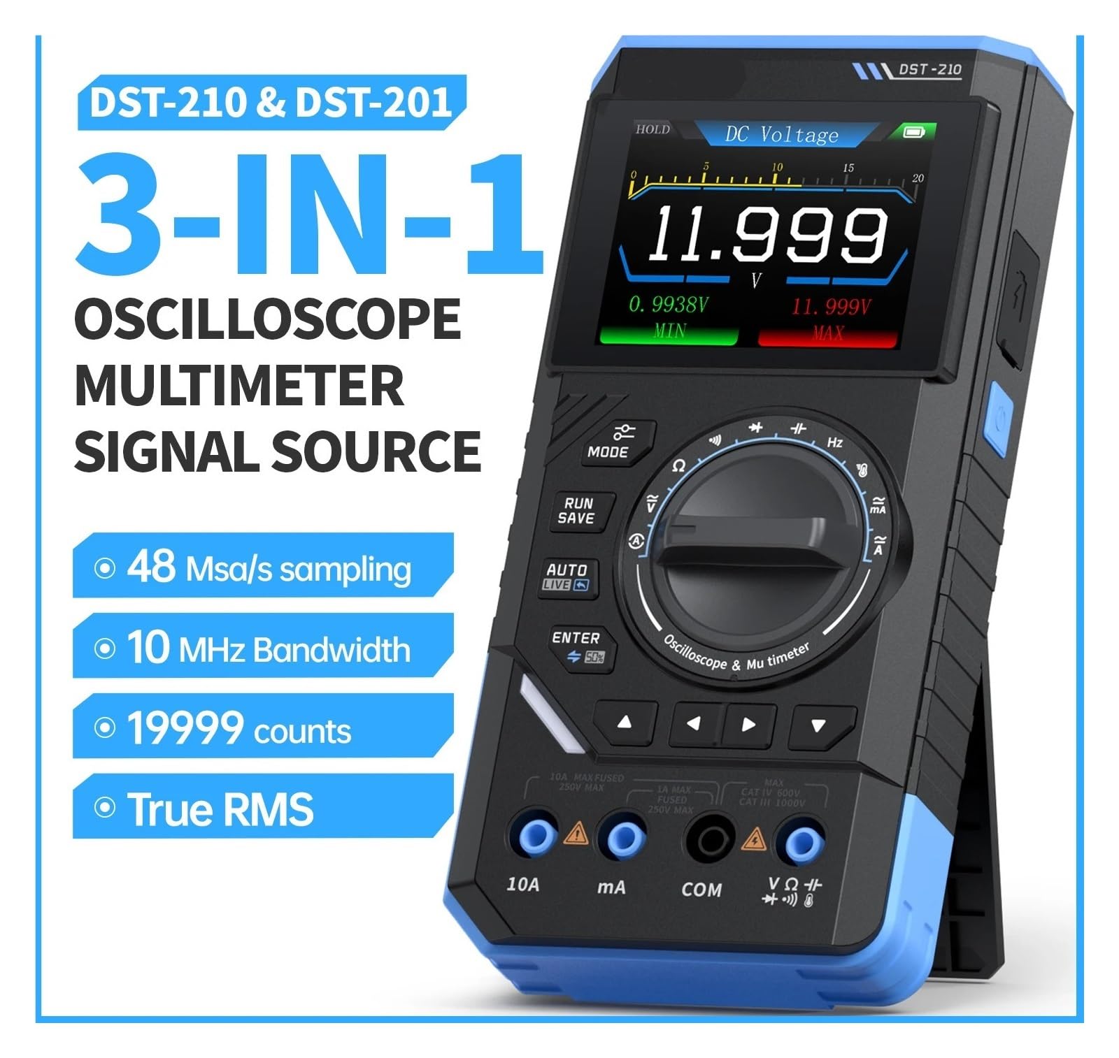 Oscyloskop cyfrowy multimetr DST-210 i DST-201 3IN1 | Źródło sygnału 19999 zlicza 10 MHz/1 MHz Przenośne narzędzia dla elektryków(DST-210 (10MHZ))