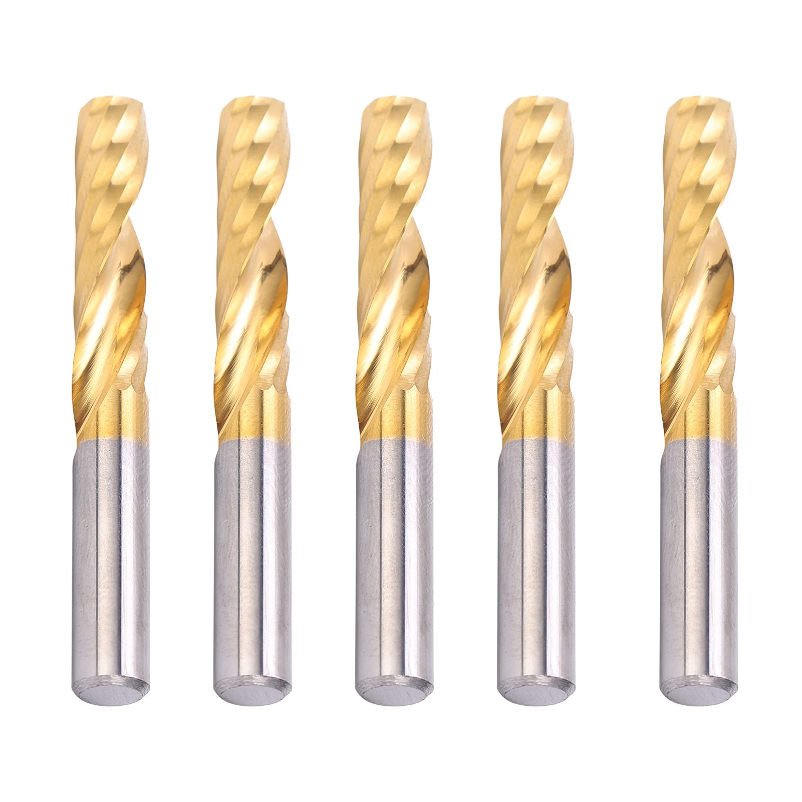 Frese CNC a spirale in acciaio ad alta velocità Set da 5 pezzi Fresa per alluminio Ottone Rame Metalli non ferrosi Utensili da officina professionali Diametro 6 mm Lunghezz