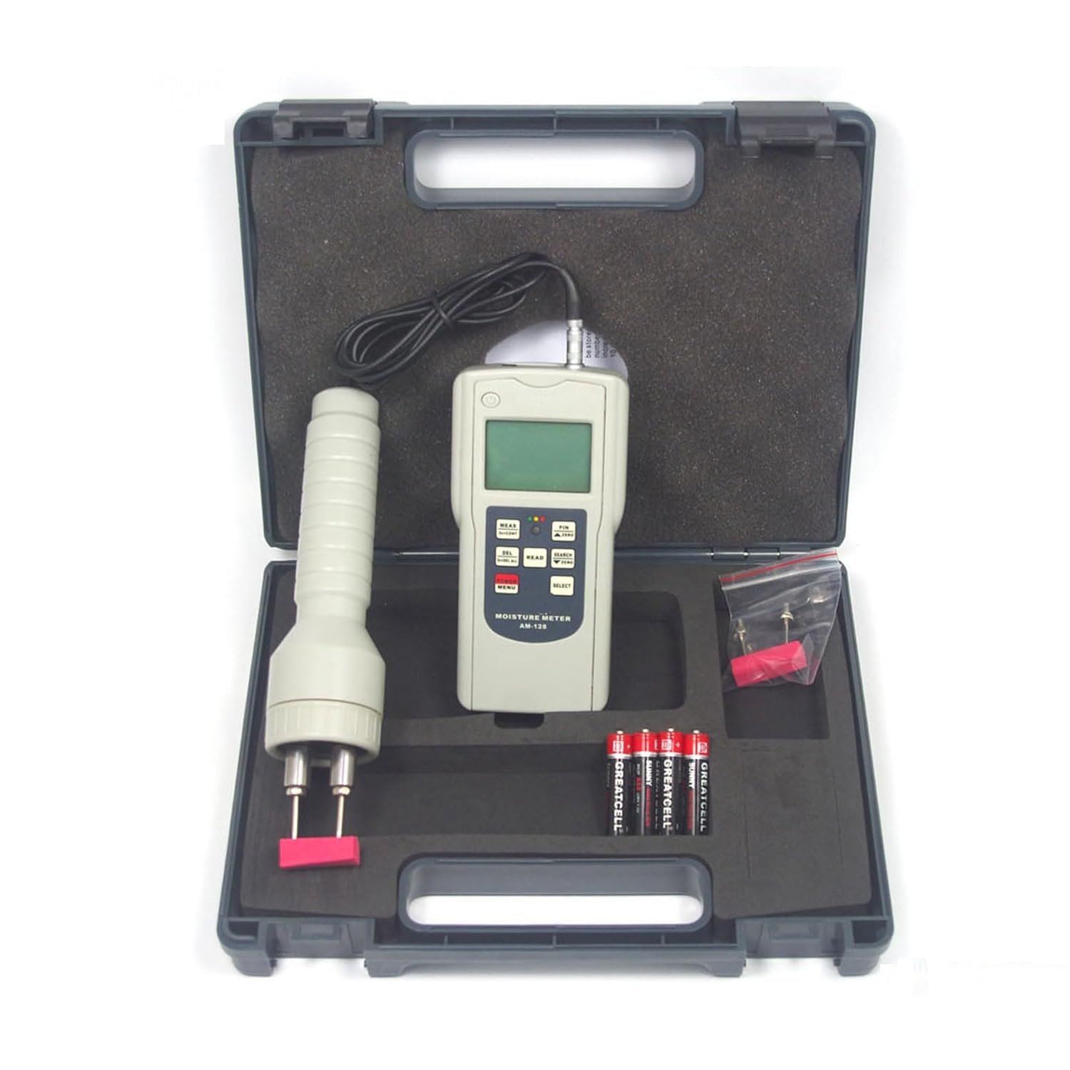 Moisture Meter Digital AM-128PS Pin Type Multifunction Moisture Meter with Two Measurement Modes Non-Conductive Materials
