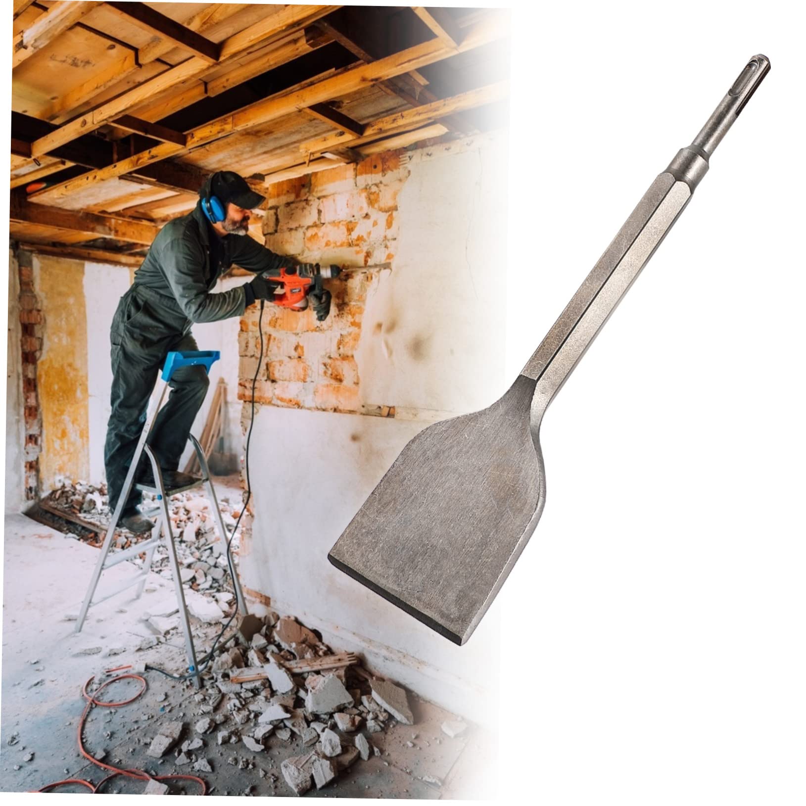 SHINEOFI Scalpello Piegato per Piastrelle in Acciaio Cromo Argento Resistente alla Ruggine Compatibile Martello e Trapano Elettrico