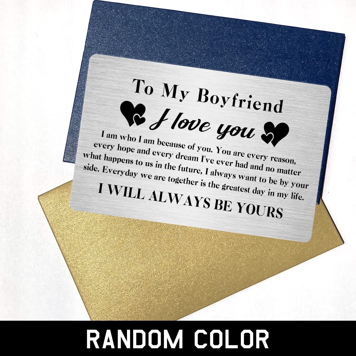 Engraved Metal Wallet Insert Card For Him – I Love You Note, Anniversary Gift For Boyfriend, Husband, Deployment Idea - View #3