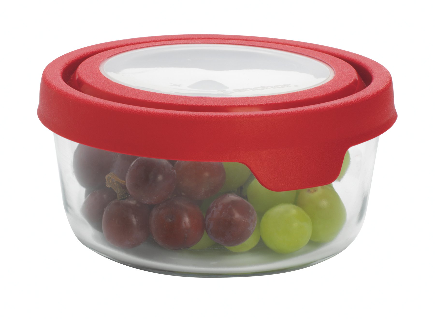 Anchor Hocking 91845 Medium Trueseal Round Storage Jar With Lid, Red