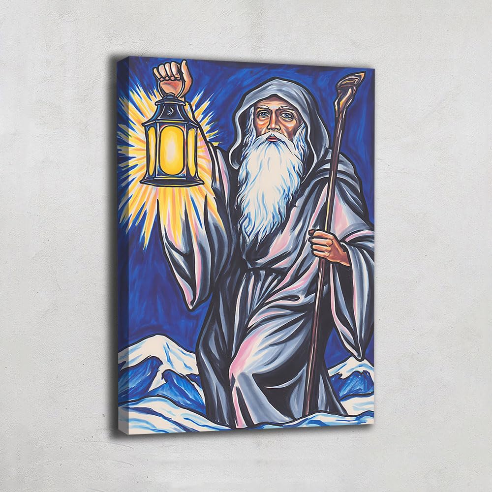 Alessio Cacciatore Quadro tarocchi - Decorazione da parete blu navy, stampa su tela di grandi dimensioni, decorazione per soggiorno, decorazione da parete, design moderno, tela con cornice (60 x 40 cm
