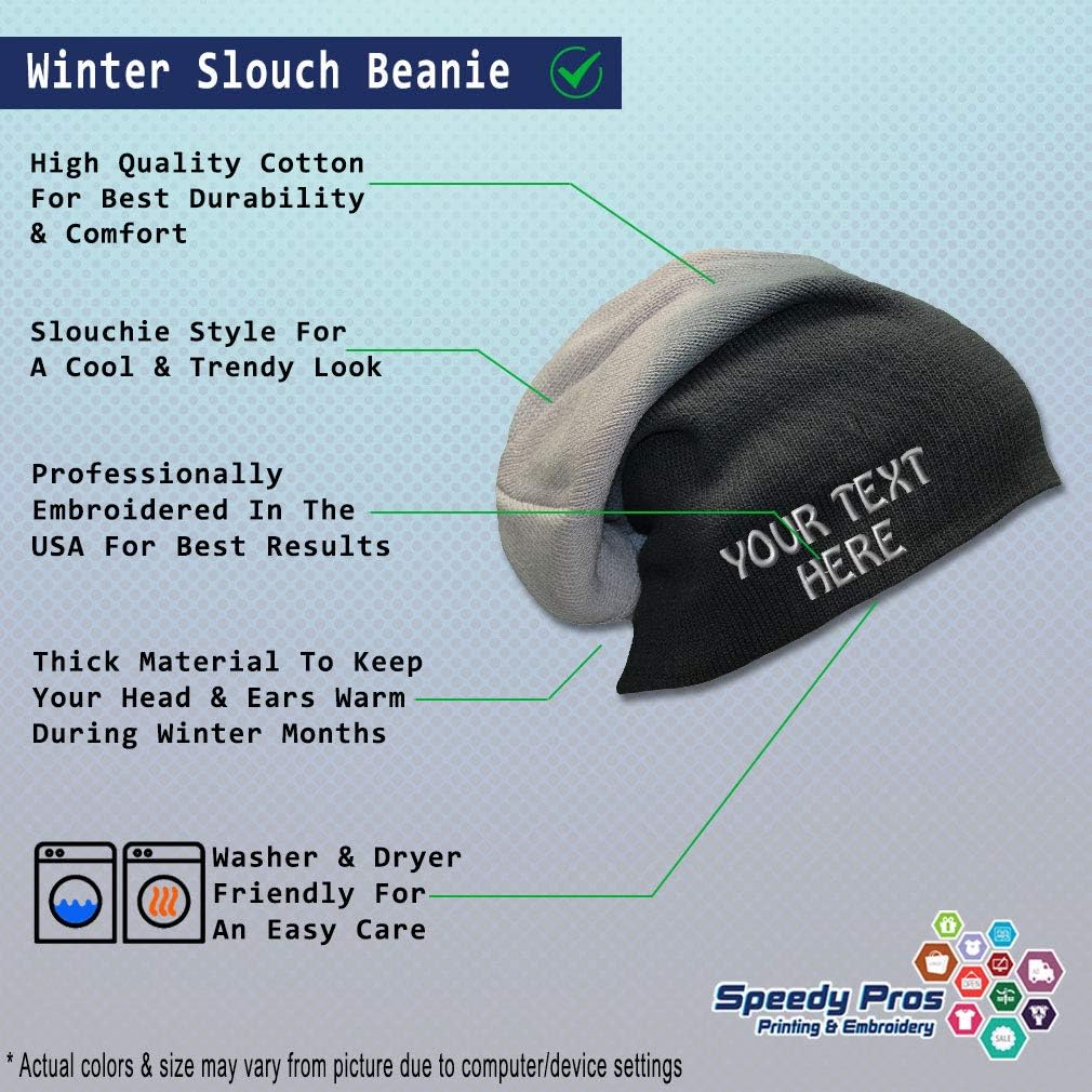 Slouchy Beanie for Men & Women Custom Personalized Text Cotton Skull Cap Hats - Image 2