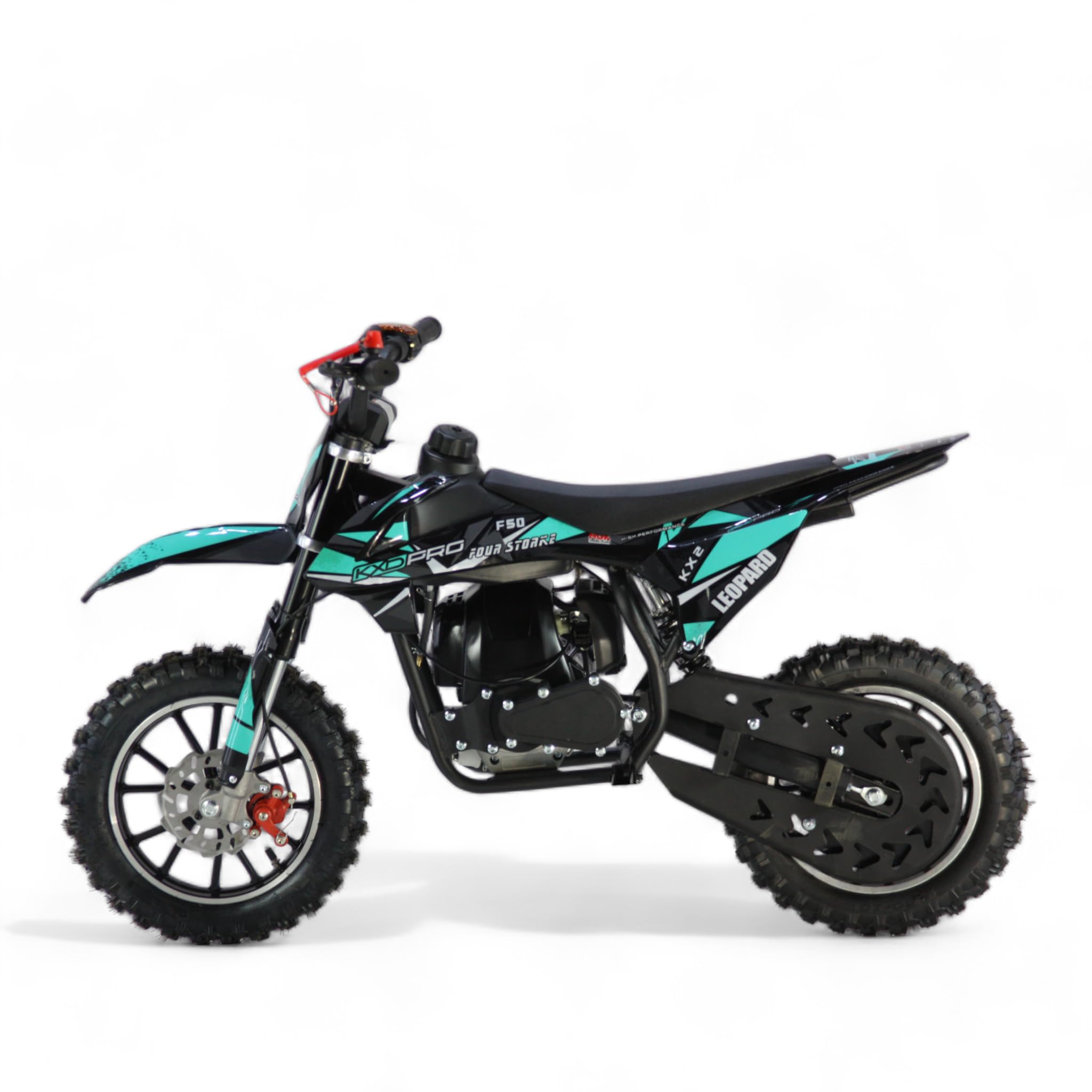 KXD 705 - Moto de cross, 49 cc, motor de 4 tiempos, leopardo, dirt bike, crossbike, turquesa