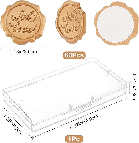 Miniatura 2 de CRASPIRE 60 calcomanías adhesivas de sello de cera con sello de cera de amor, autoadhesivas, doradas, vintage, sello, calcomanías de sobre para