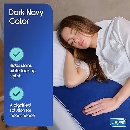 Miniatura 6 de Inspire Protector de colchón impermeable, lavable, acolchado y de color oscuro para ocultar manchas, de gran tamaño de 34 x 72 pulgadas, almohadilla