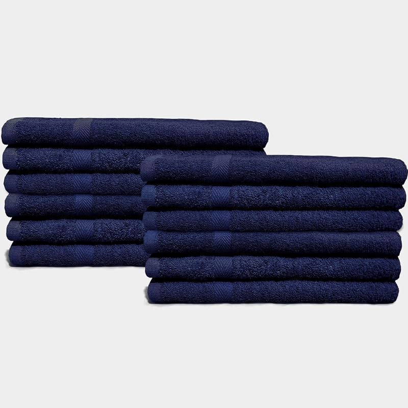 Toalhas de mão SOFT TEXTILES para rosto e salão, algodão, azul-marinho, 40,64 x 68,58 cm, Pacote com 12