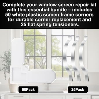 50 Screen Frame Corner 5/16.x 3/4.& 25 Window Screen Tension Spring Clips