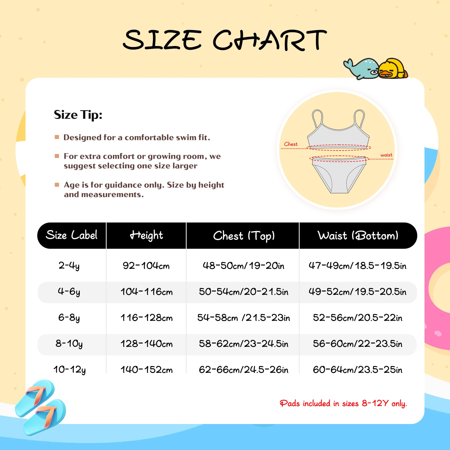 Conjunto Bikini Niña 3 Piezas con Falda Sarong, Bañador Dos Piezas con Tirantes Ajustables, Ropa de Playa y Piscina para Niñas de 4–12 Años