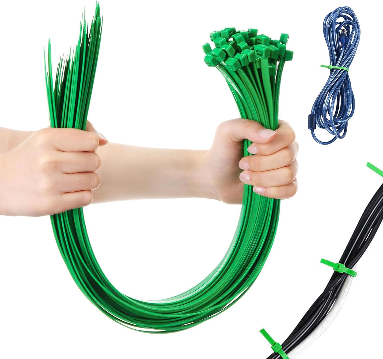 Blue Heavy Duty Zip Ties 8" Multi-Purpose Adjustable Ties, 150lbs Tensile Strength, UV Resistant Indoor and Outdoor Cable Ties (Indoor/Outdoor)