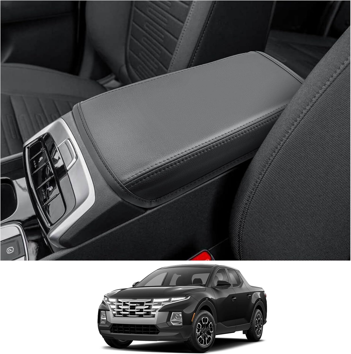 CDEFG Center Console Cover for 2022 2023 2024 Santa Cruz Pickup Truck Armrest Cover Console Pad Armrest Seat Box Cover Leather Protector 2022 2023 2024 Santa Cruz Car Interior Accessories