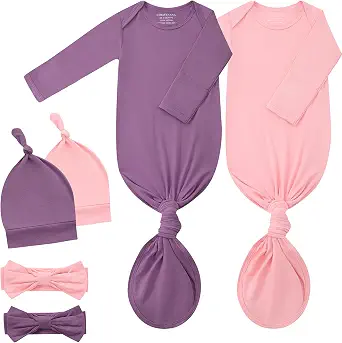 Newborn Knotted Gown 2-Pack - Soft Breathable Baby Sleep Gown for Boys and Girls