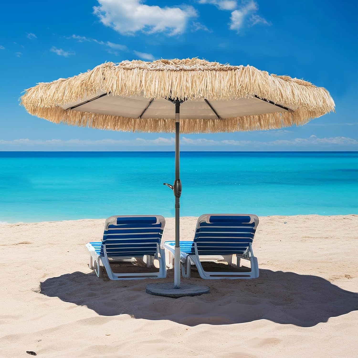 10ft Patio Umbrella Replacement Canopy, Thatched Tiki Umbrella Hawaiian Style Beach Market Umbrella Top, Outdoor Table Umbrella Canopy for 8 Ribs, Canopy Only