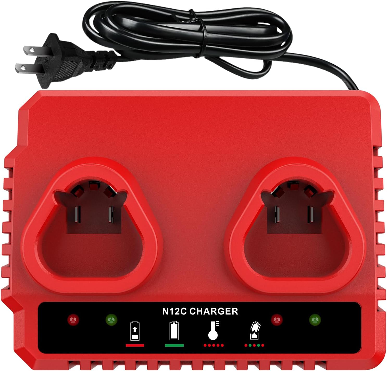 Dual Port 12V Rapid Charger Station for Milwaukee M12 Battery Charger,Compatible with Milwaukee 12V Lithum-ion Series Battery 48-11-2412 48-11-2420 48-11-2411 48-11-2401 48-11-2440 48-11-2460