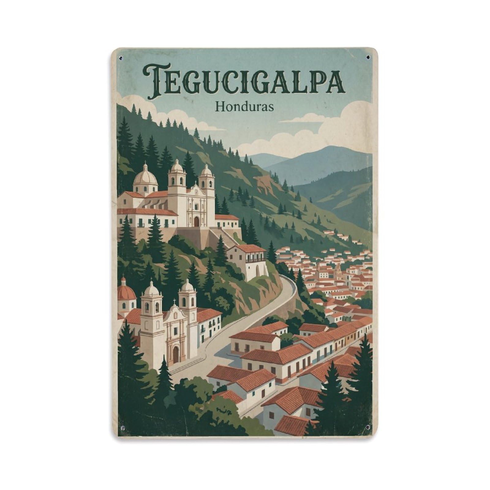 Gead 8X12inch Style Vintage Travel Honduras Tegucigalpa Metal Tin Sign