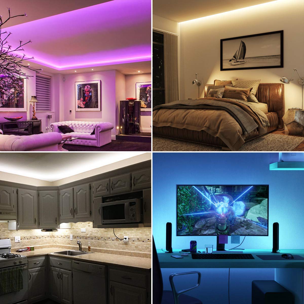 LE Smart LED Strip 5M Musik Sync,RGB 150 LEDs, LED Streifen Wifi, Wlan LED Band, Superhell Selbstklebend Lichtband, nur 2.4GHz Lichterkette mit Fernbedienung, Kompatibel mit Alexa,App,Google Home